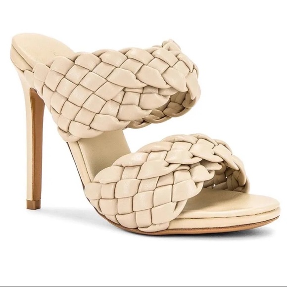 Tony Bianco Nude Leather Woven Heels Size 8.5 - Picture 1 of 12